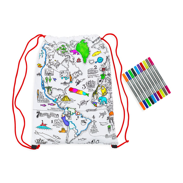 color in world map backpack