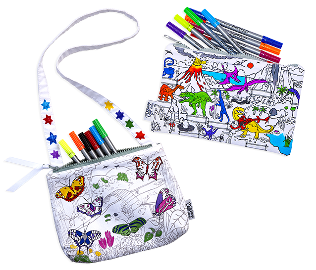 Pencil Cases & Bags, Color In & Learn