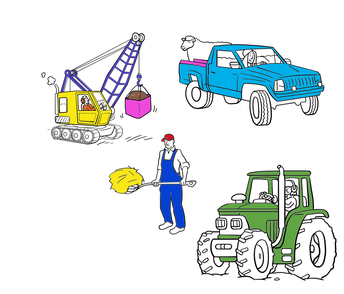 color-in cars, trucks and tractor gifts