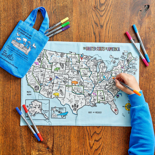 US Map placemat to go