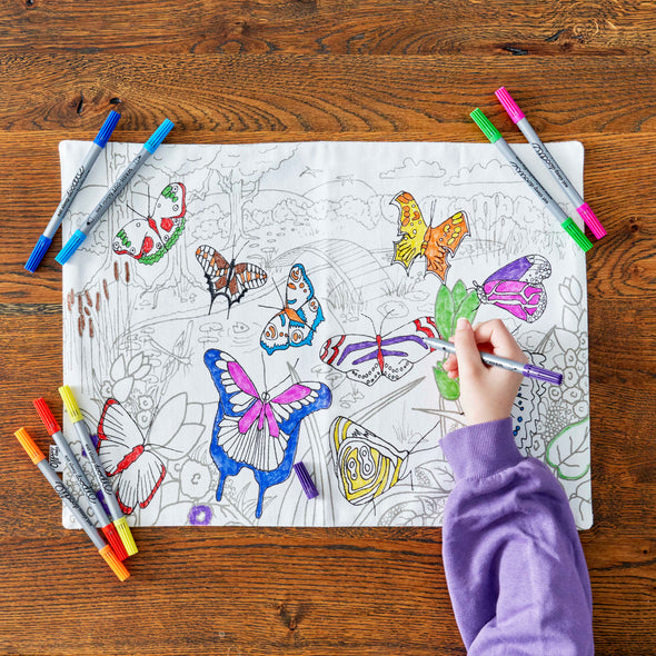 butterfly placemat to go - color in & learn