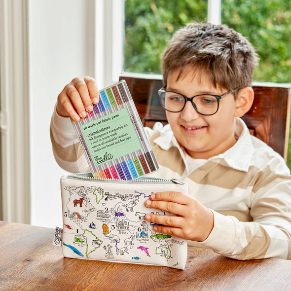 world map pencil case