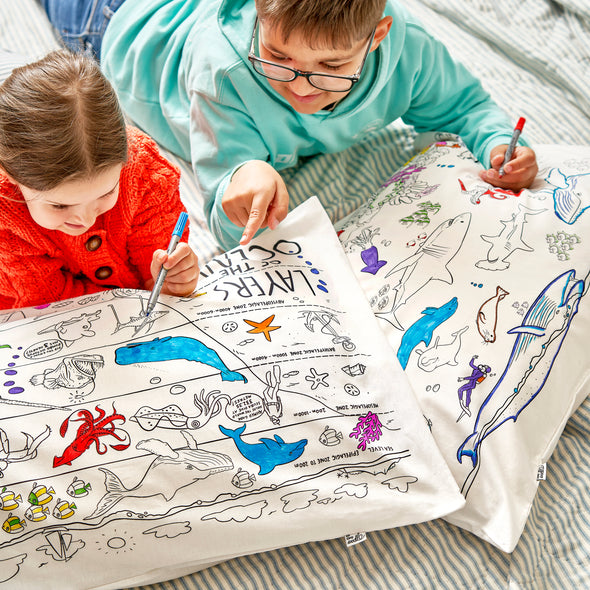 color your own under the sea pillowcase