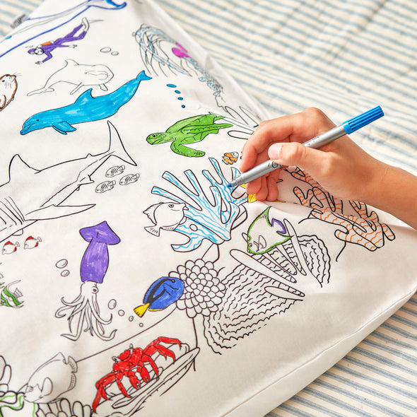 color your own under the sea pillowcase