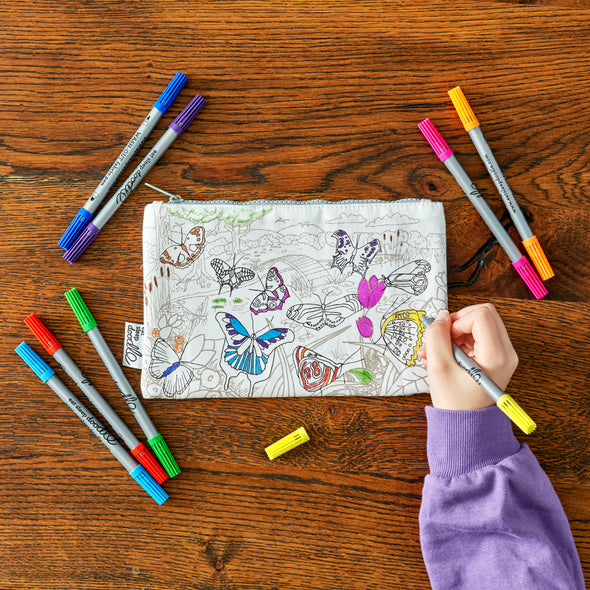 butterfly pencil case - color in & learn