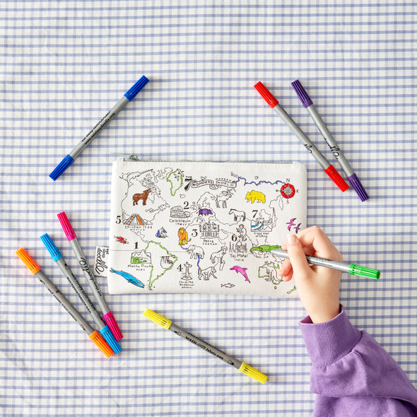 world map pencil case