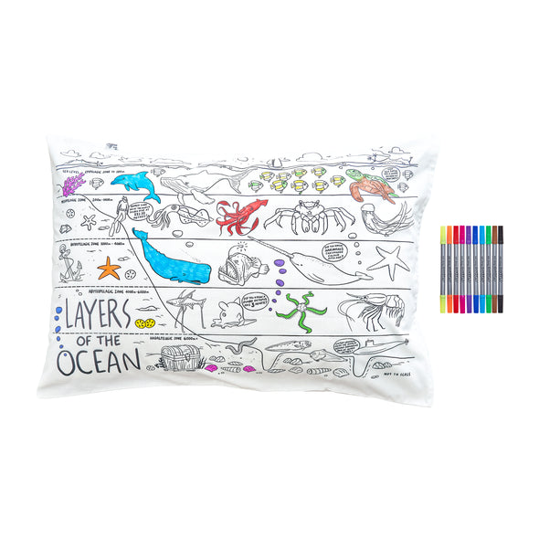 color your own under the sea pillowcase