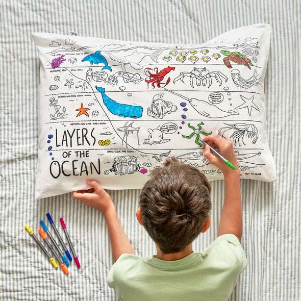 color your own under the sea pillowcase