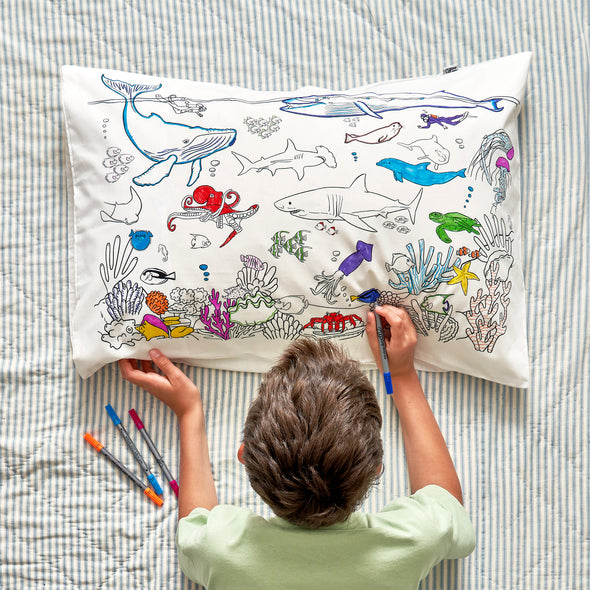 color your own under the sea pillowcase