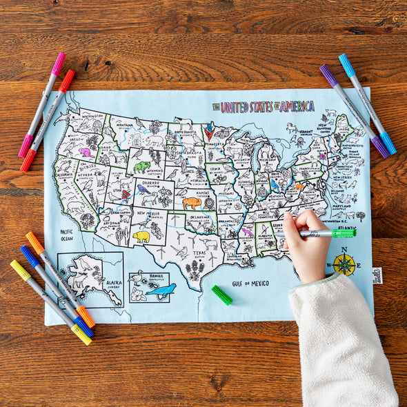 US Map placemat to go