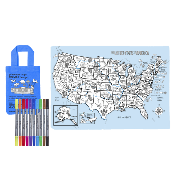 US Map placemat to go