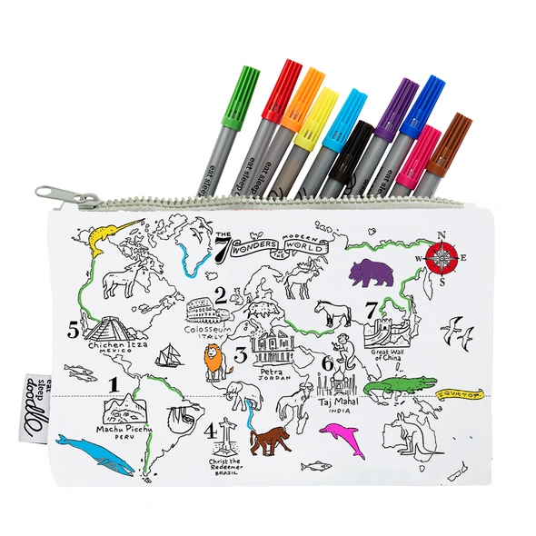 world map pencil case