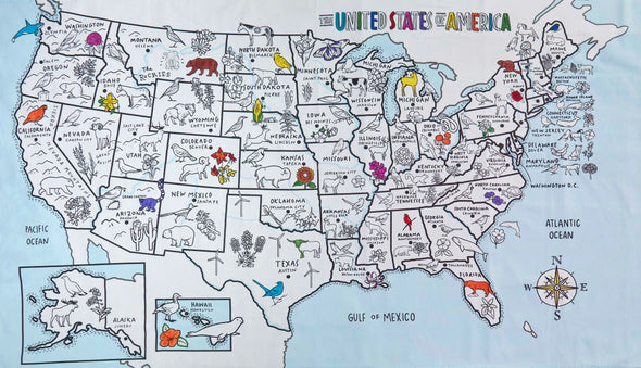 united states map coloring tablecloth