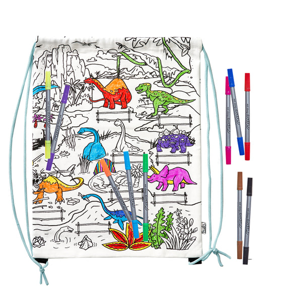 color in dinosaur backpack