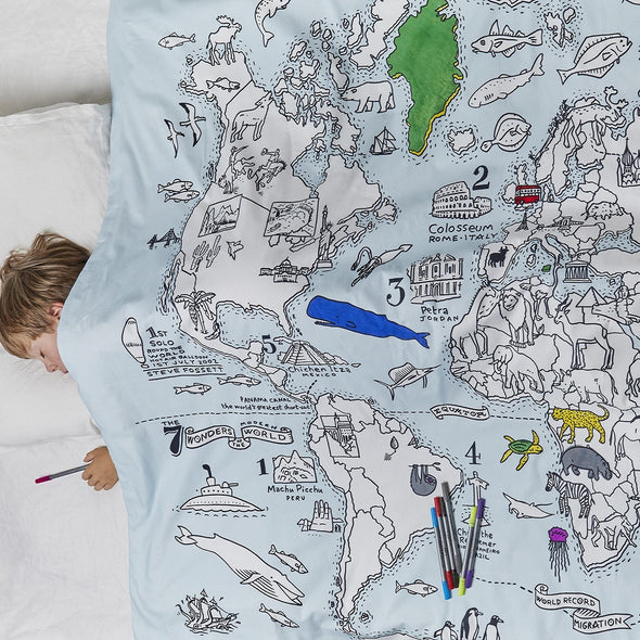 world map print duvet