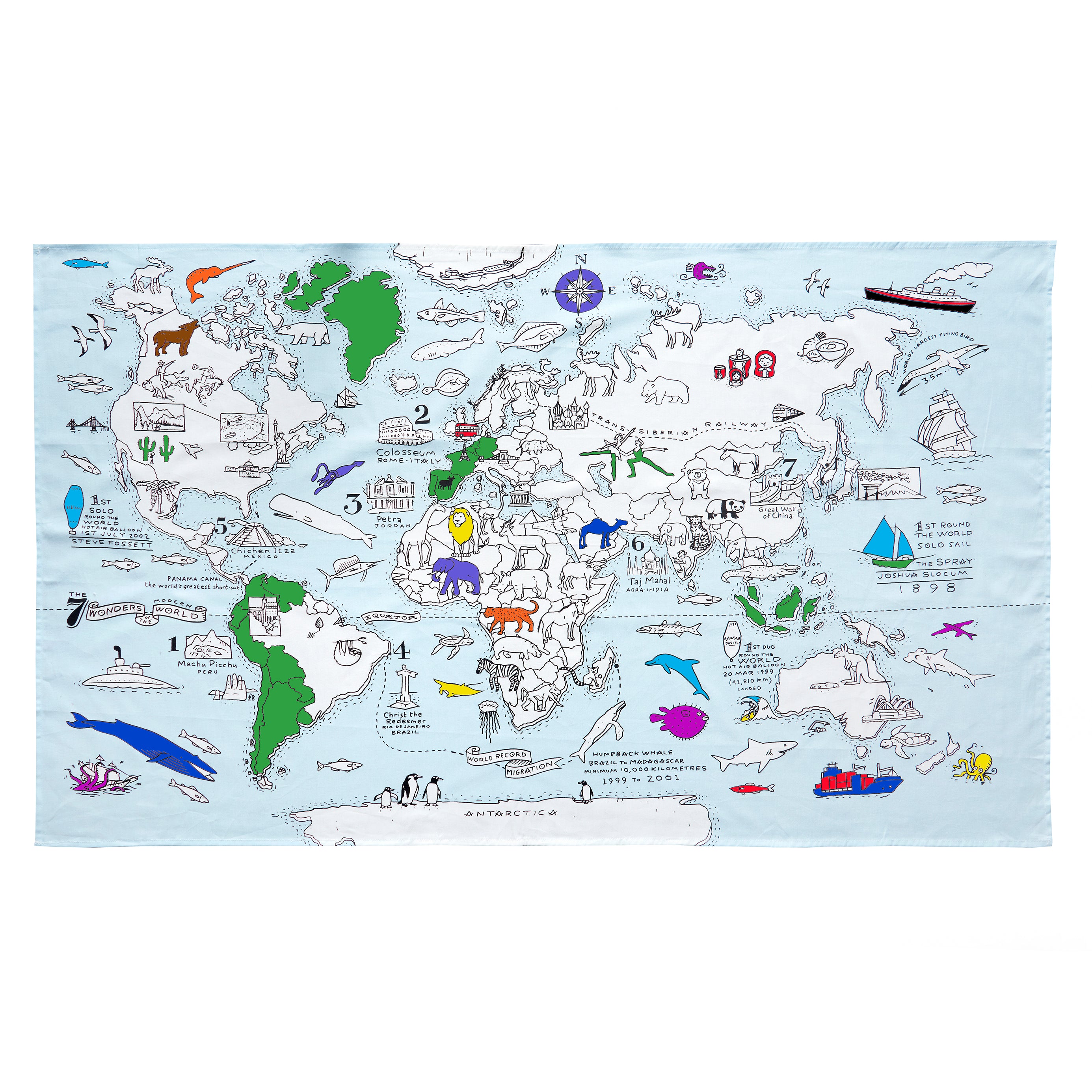 World Map Coloring Tablecloth