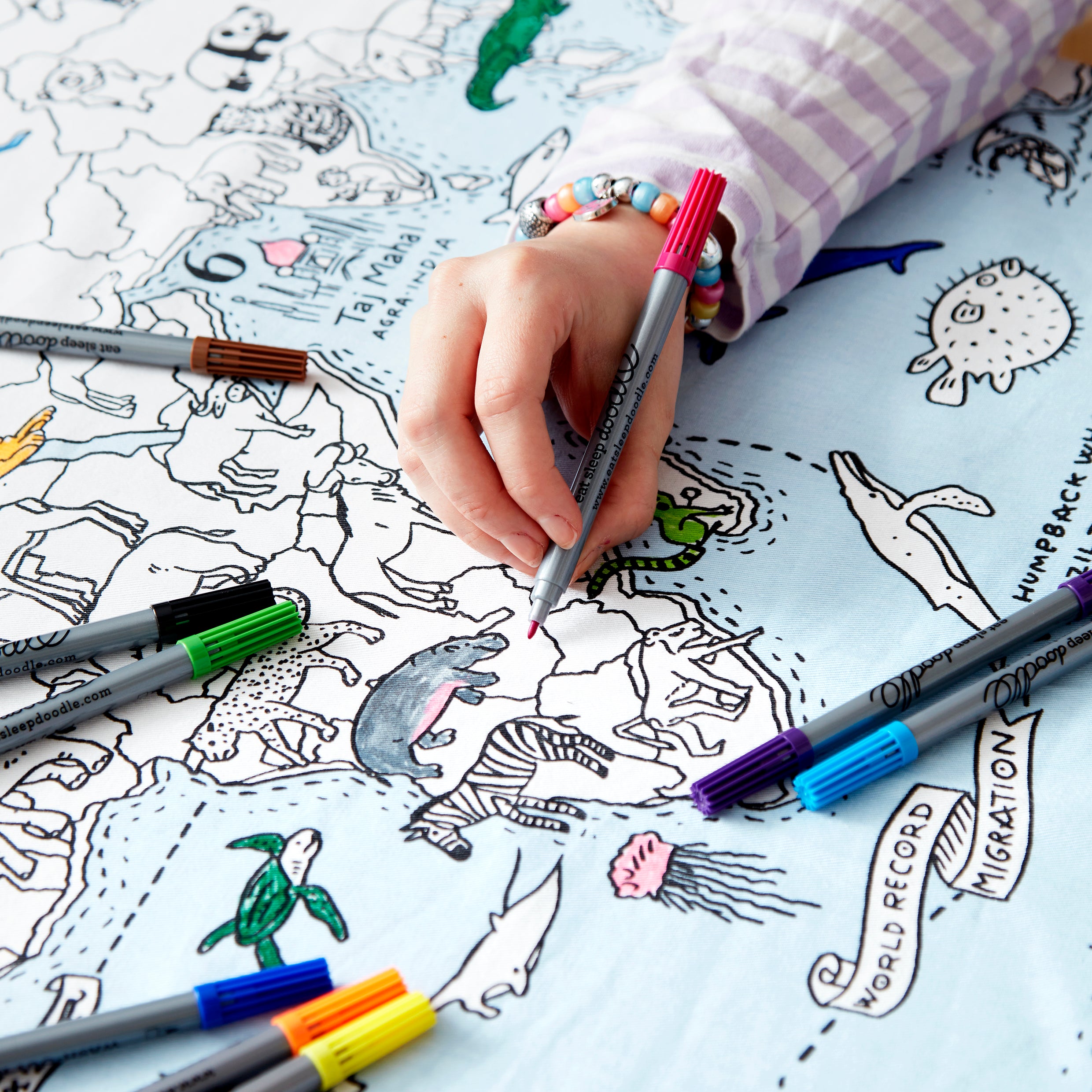 World Map Coloring Tablecloth