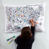 state capitals, birds and flowers color-in pillowcase