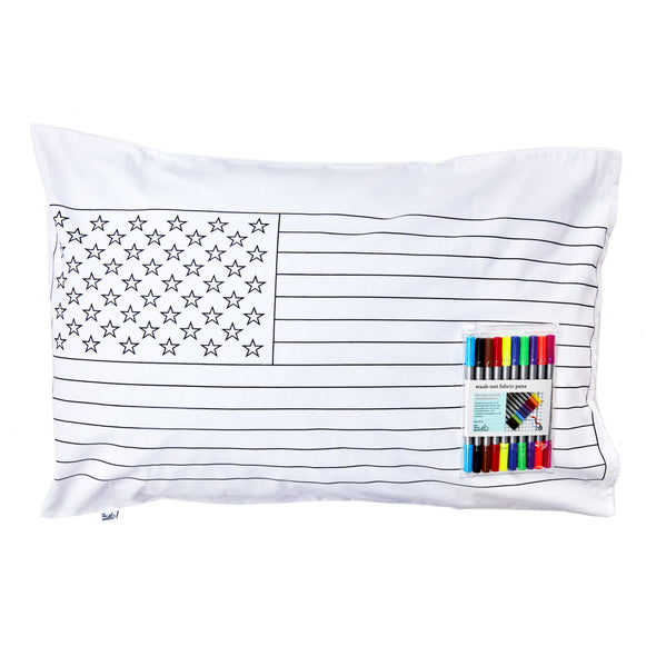 cotton pillowcase with washout markers US map