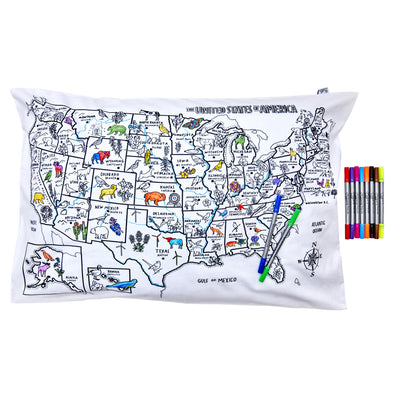 color your own US map pillowcase