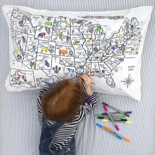 fun kids color-in pillowcase