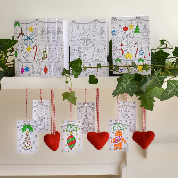 color-in festive cards & gift tags