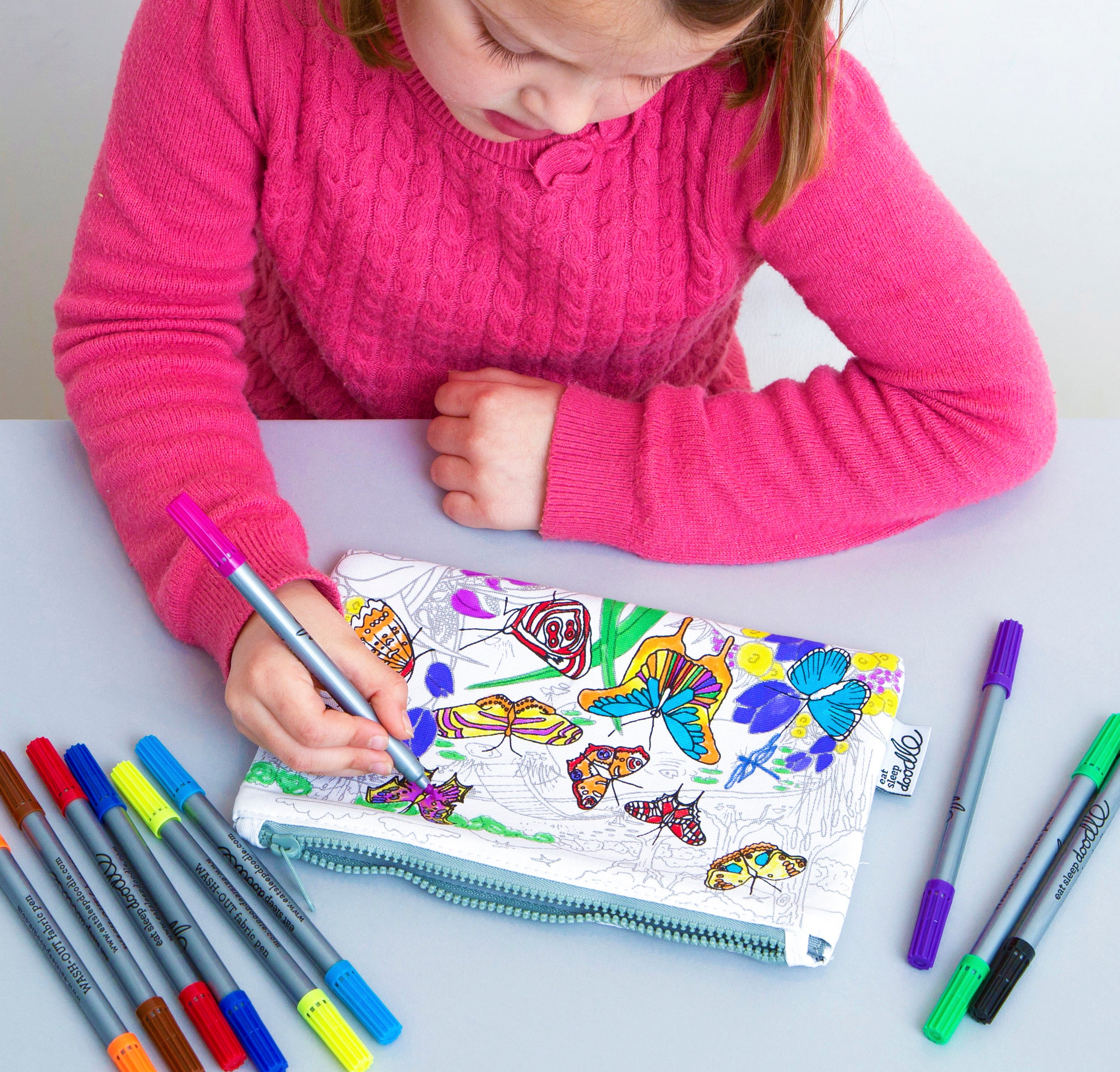 butterfly pencil case - color in & learn – eatsleepdoodle (USA)
