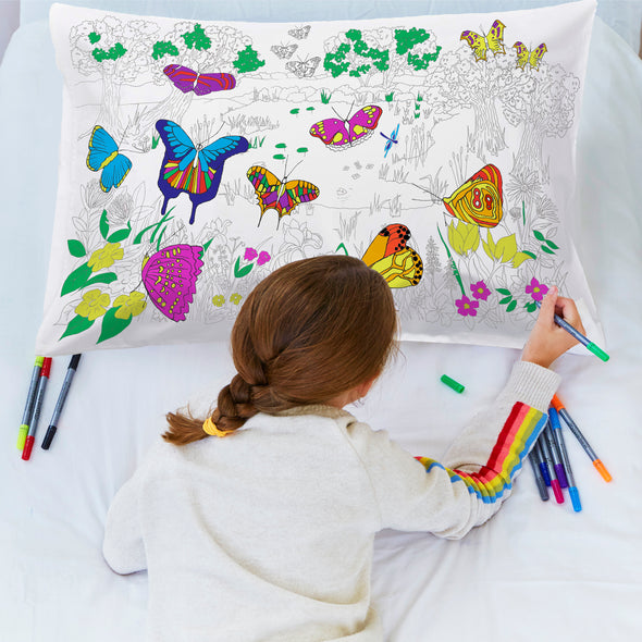 color in butterfly pillowcase