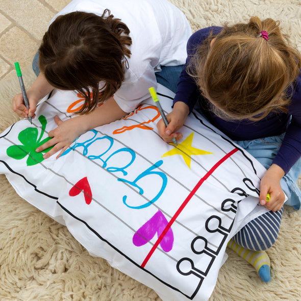 color your own doodle notebook pillowcase