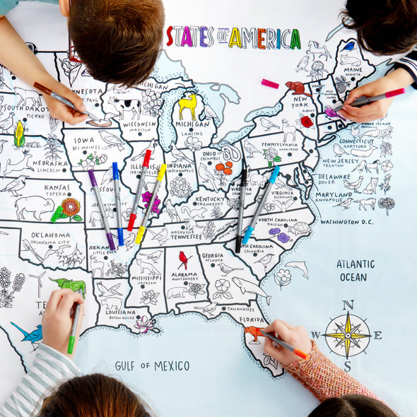 united states map tablecloth to color